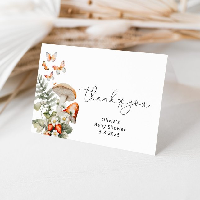 Fall little mushroom baby shower thank you card (Creator Uploaded)