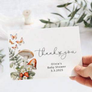 Fall little mushroom baby shower thank you card