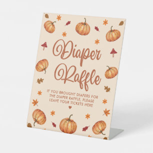 Fall Little Pumpkin Baby Shower Diaper Raffle Pedestal Sign