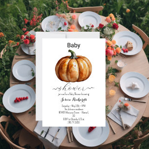 Fall Little Pumpkin Baby Shower Invitation