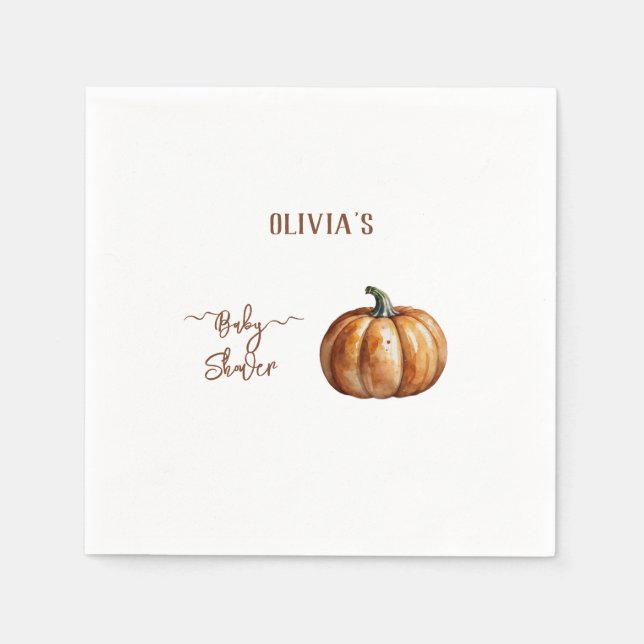 Fall Little Pumpkin Baby Shower Napkin (Front)