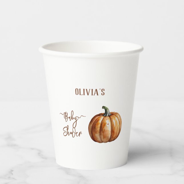 Fall Little Pumpkin Baby Shower Paper Cups (Front)