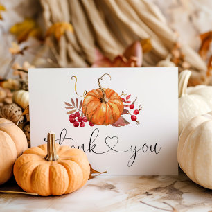 Fall little pumpkin baby shower thank you card