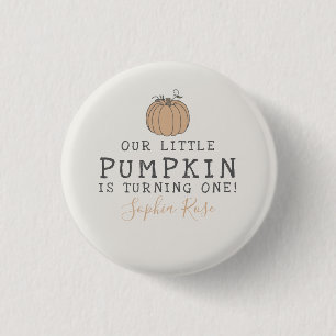 Fall Little Pumpkin birthday party favour  3 Cm Round Badge