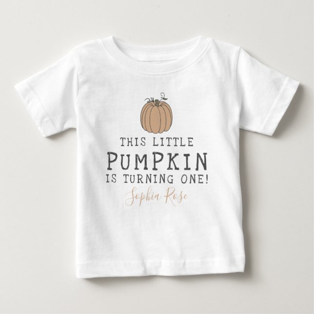 Fall Little Pumpkin birthday party neutral Baby T-Shirt (Front)