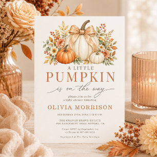 Fall Little Pumpkin Floral Baby Shower Invitation
