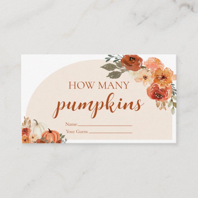 Fall Little Pumpkin Guess How Many Pumpkins Game Enclosure Card (Front)