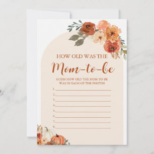 Fall Little Pumpkin How Old Was The Mum-to-be Game Invitation