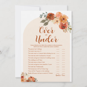 Fall Little Pumpkin Over or Under Baby Shower Game Invitation