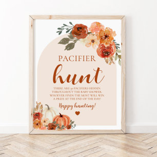Fall Little Pumpkin Pacifier Hunt Baby Shower Game Poster