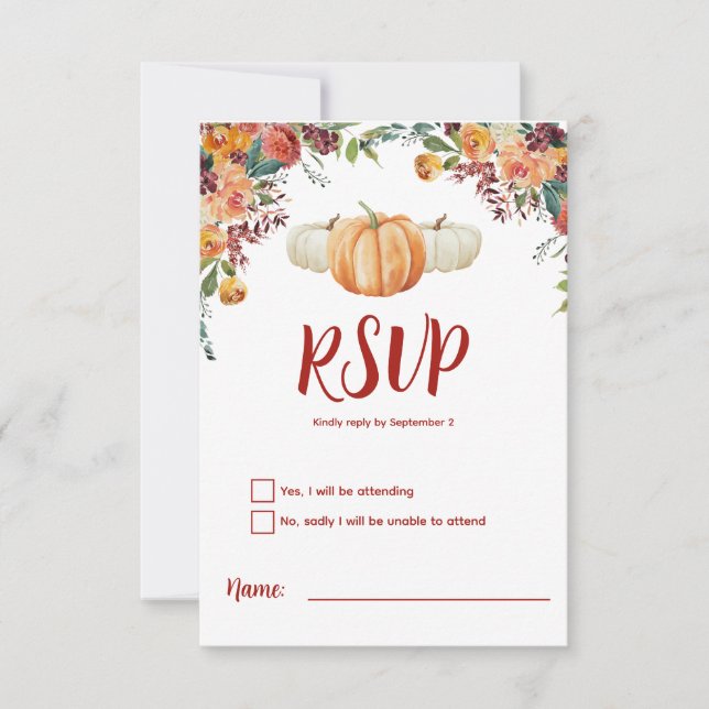 Fall Little Pumpkin  RSVP Response Card (Front)