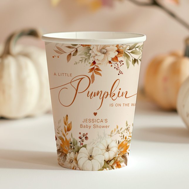 Fall little pumpkin rustic baby shower paper cups (Creator Uploaded)