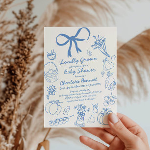 Fall Locally Grown Little Pumpkin Boy Baby Shower Invitation