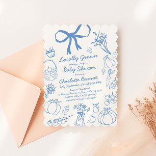 Fall Locally Grown Pumpkin Baby Shower Scalloped Invitation