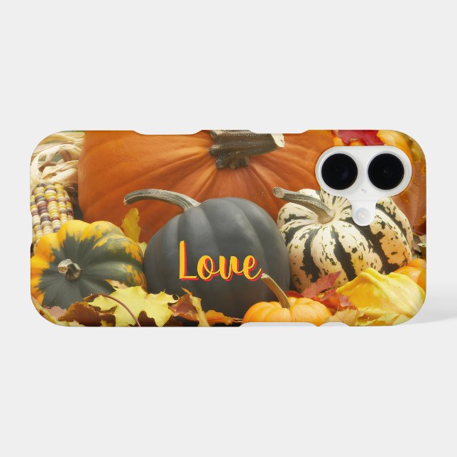 Fall Love Autumn Photo Leaves Pumpkins (Back Horizontal)