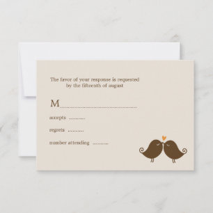 Fall Love Birds Wedding RSVP Card