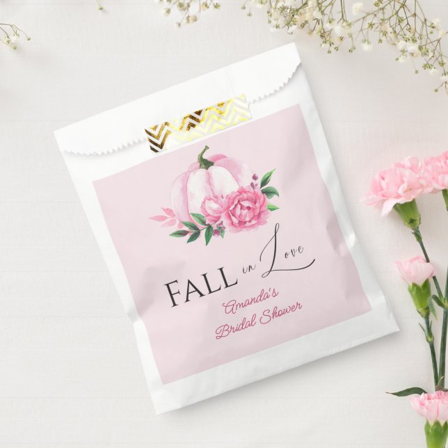 Fall Love Blush Pink Pumpkin Rustic Bridal Shower Favour Bag (Sealed)