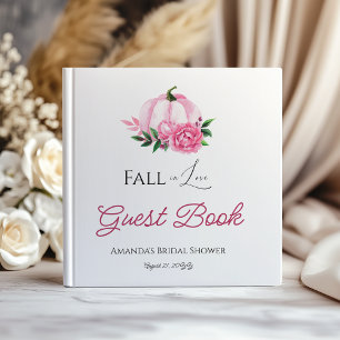 Fall Love Blush Pink Pumpkin Rustic Bridal Shower Guest Book