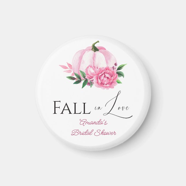 Fall Love Blush Pink Pumpkin Rustic Bridal Shower Magnet (Front)