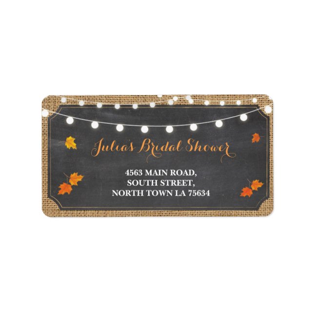 Fall Love Bridal Shower Return Address Label Chalk (Front)