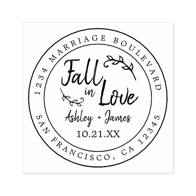Fall Love Future Mr Mrs Wedding Date RSVP Rubber S Rubber Stamp (Imprint)