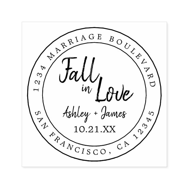 Fall Love Future Mr Mrs Wedding Date RSVP Rubber S Rubber Stamp (Imprint)