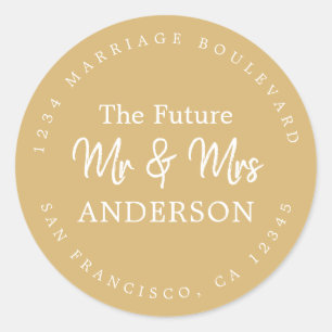 Fall Love Future Mr Mrs Yellow Return Address Clas Classic Round Sticker