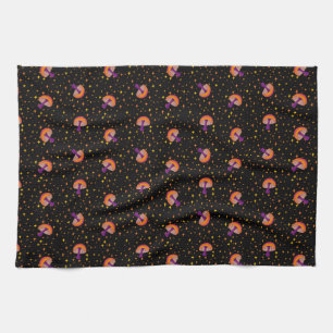 Fall magic mushrooms_black tea towel
