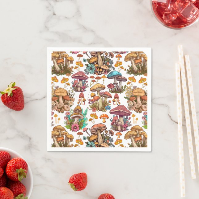 Fall Magic Mushrooms pattern 01 Napkin (Insitu)