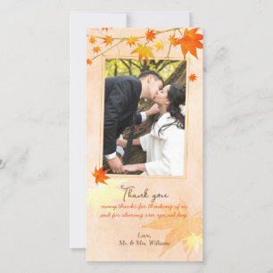 Fall Maple Elegance Wedding Thank You Photo Card