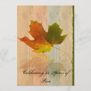 Fall Maple Leaf on Faux Handmade Paper Anniversary Invitation
