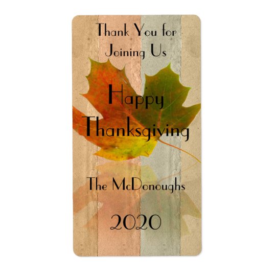 Fall Maple Leaf on Faux Handmade Paper Wine Label Shipping Label