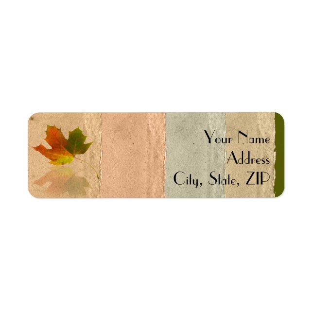 Fall Maple Leaf on Faux Paper Return Address Label (Front)