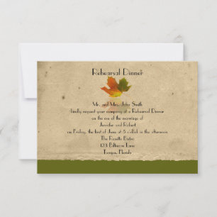 Fall Maple Leaf on Paper Wedding Rehearsal Dinner Invitation