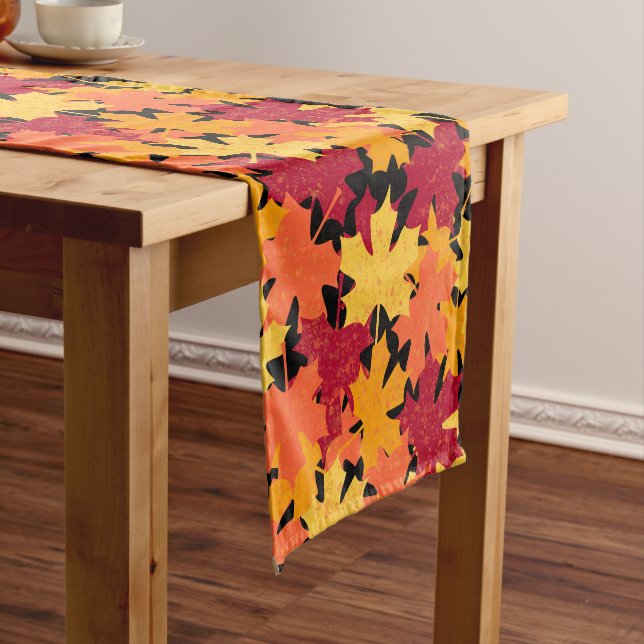 Fall Maple Leaf Pattern Short Table Runner (In Situ)