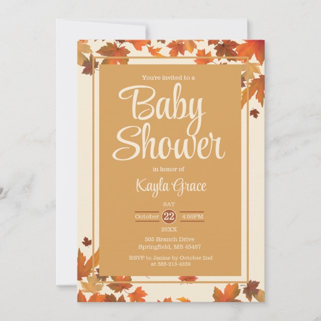 Fall Maple Leaves Baby Shower Invitation (Front)