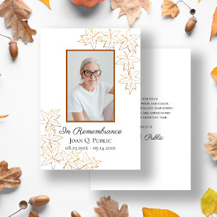 Fall Maple Leaves Funeral Wake Memorial Sympathy Thank You Card