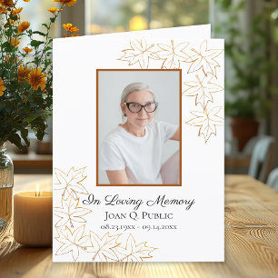 Fall Maple Leaves Funeral Wake Memorial Sympathy Thank You Card