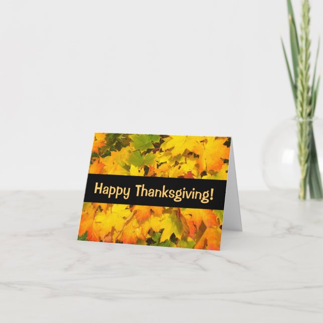 Fall Maple Leaves Happy Thanksgiving Holiday Card (Front)