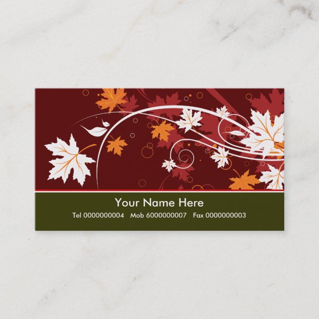 Fall maple leaves in autumn colours business card (Front)
