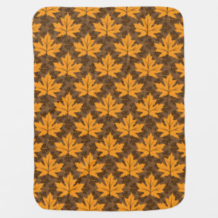 Fall maple leaves in orange & brown autumn colours baby blanket