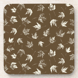 Fall Maple Leaves on brown - seamless pattern. Coaster