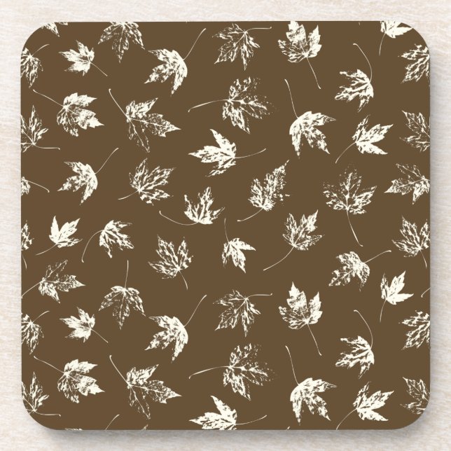 Fall Maple Leaves on brown - seamless pattern.   Coaster (Front)