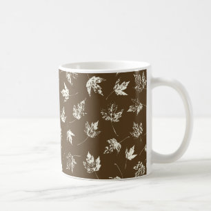 Fall Maple Leaves on brown - seamless pattern. Coffee Mug