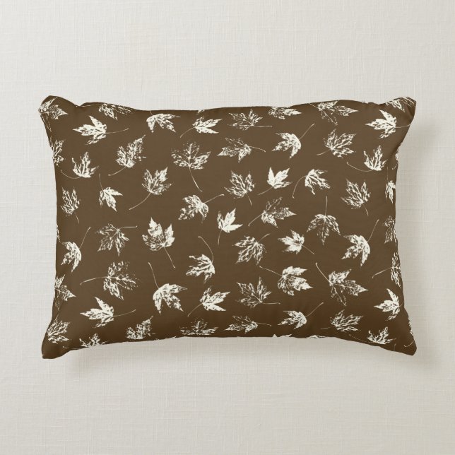 Fall Maple Leaves on brown - seamless pattern.   Decorative Cushion (Front)