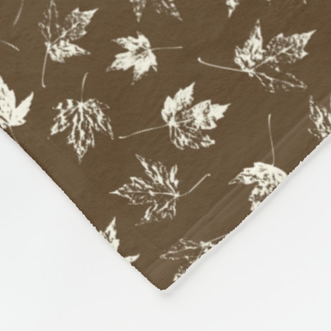 Fall Maple Leaves on brown - seamless pattern.    Fleece Blanket (Corner)