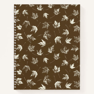 Fall Maple Leaves on brown - seamless pattern. N Notebook