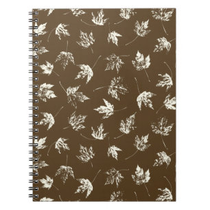 Fall Maple Leaves on brown - seamless pattern. Notebook