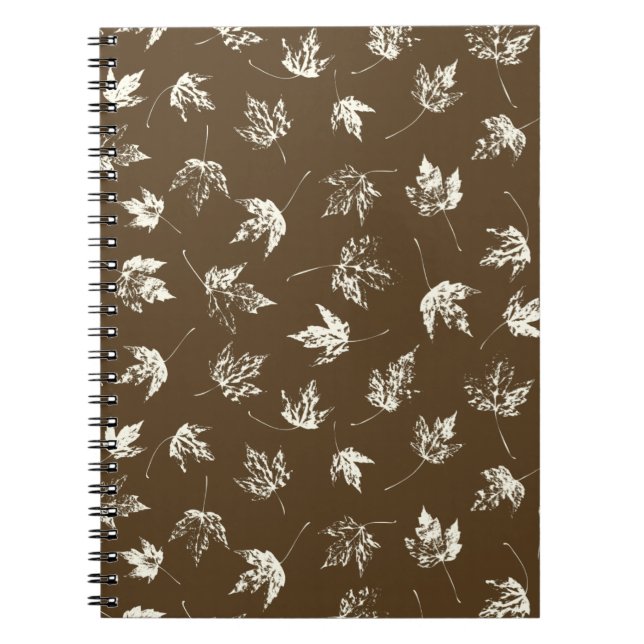 Fall Maple Leaves on brown - seamless pattern.   Notebook (Front)