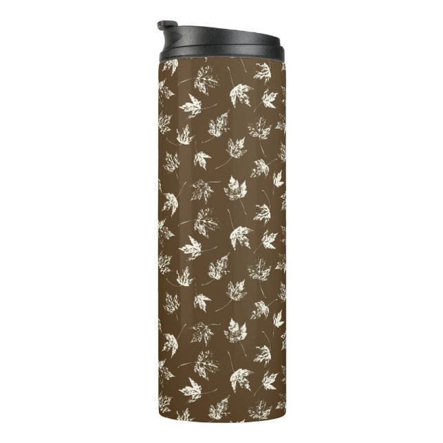 Fall Maple Leaves on brown - seamless pattern.   Thermal Tumbler (Rotated Right)